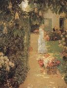 Gathering Flowers in a French Garden Childe Hassam